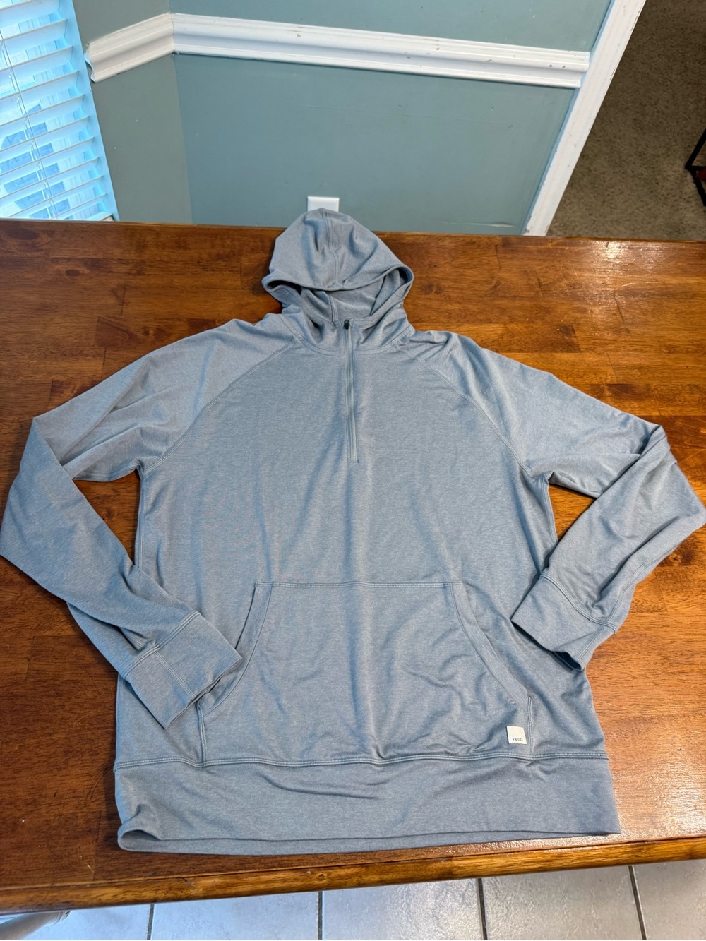 Vuori Ponto Performance Half Zip Hoodie DreamKnit blue Grey Pullover Mens Size L